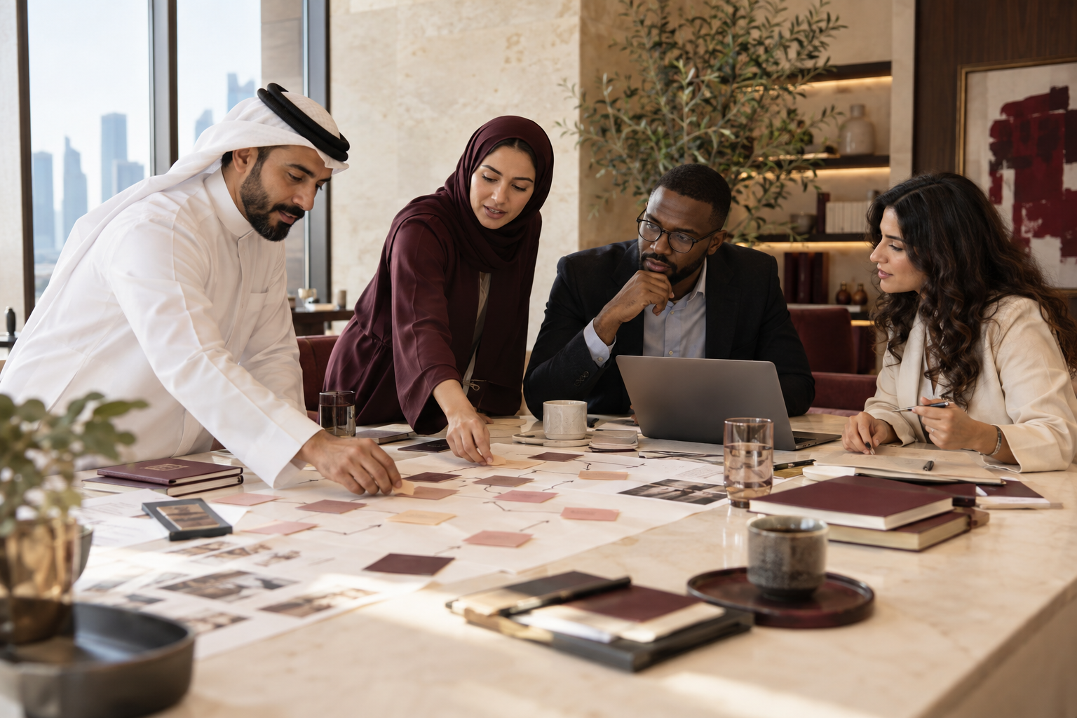 Business leaders mapping a customer journey together